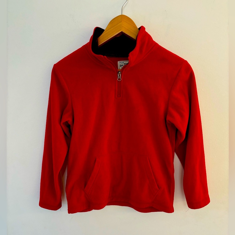 The Children Place Fleece 1/4 Zip up Red Sweater Pullover, Size 7/8 kids. Pocket